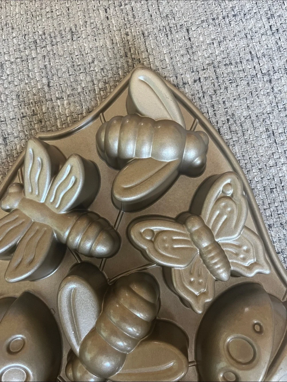 Nordic Ware Metallic Gold Insect Cake Pan - Bee Butterfly Ladybug Dragonfly